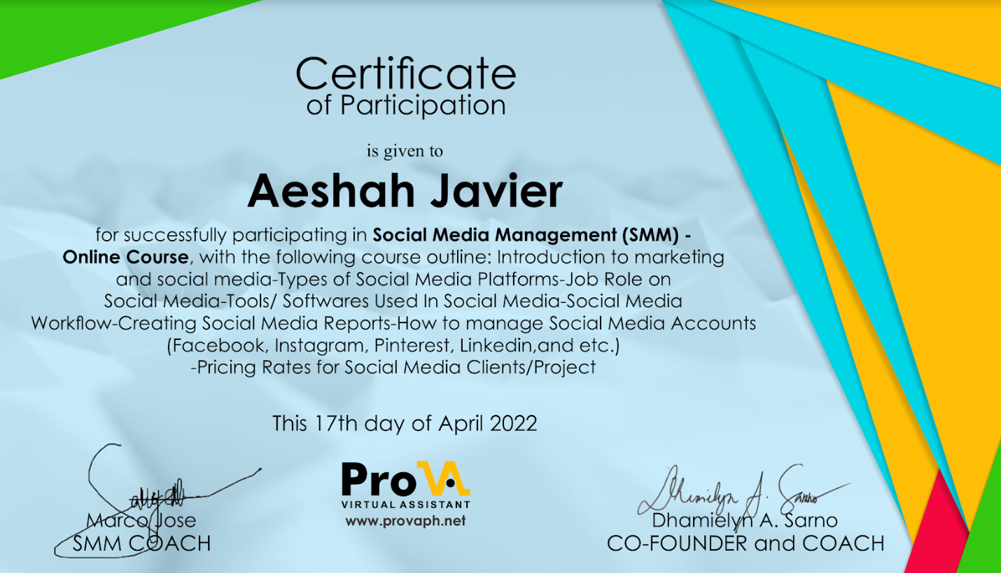Social Media Management (SMM) Certificate