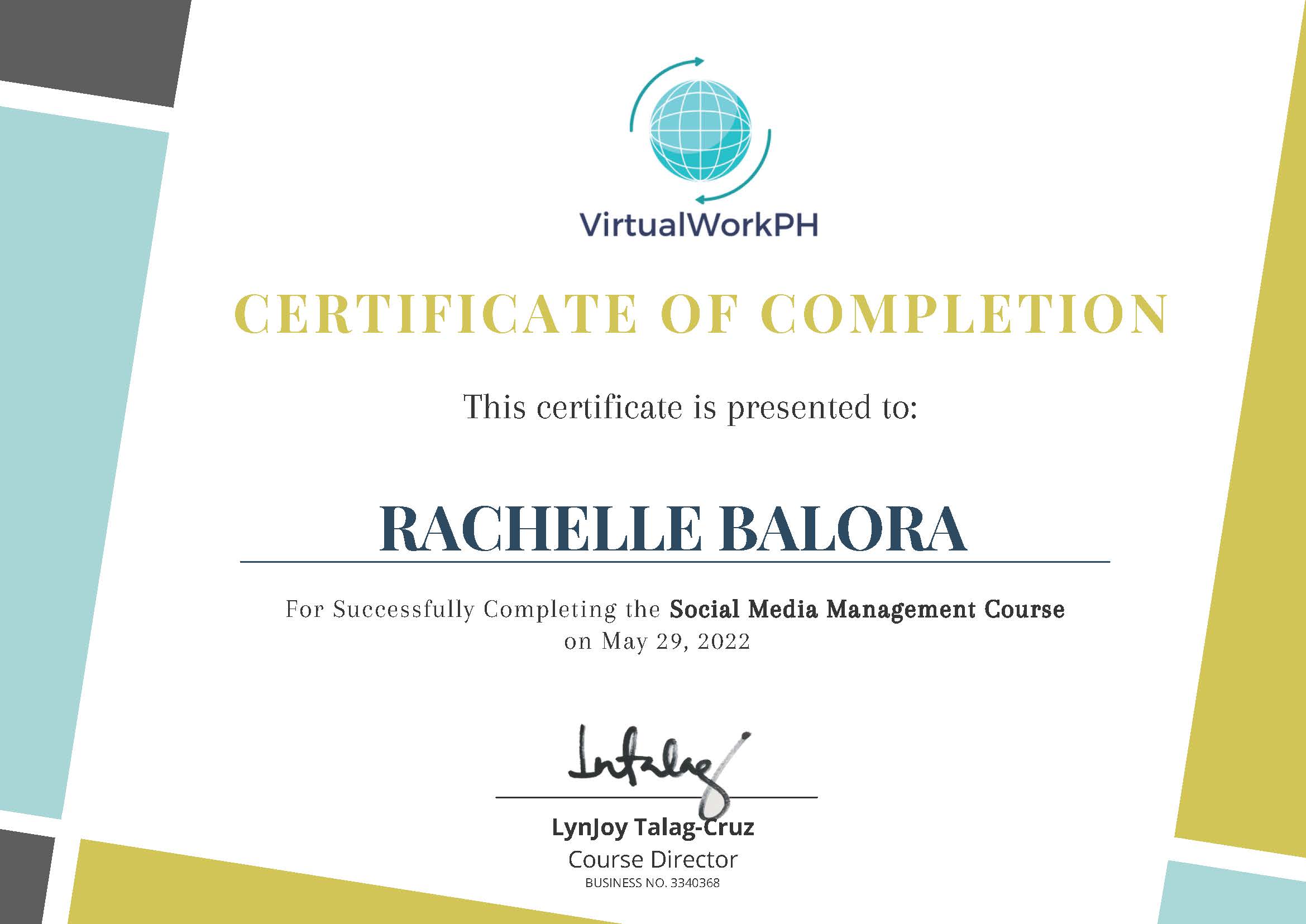 SMM Certificate