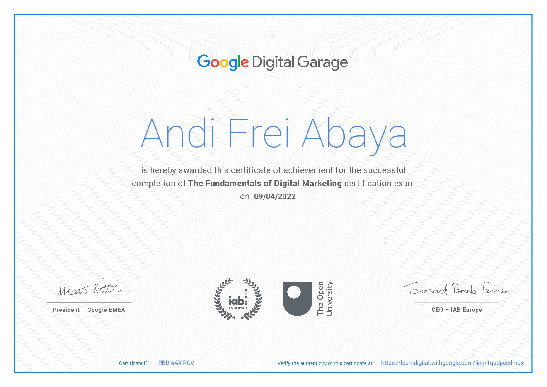 Fundamentals of Digital Marketing by Google Digital Garage