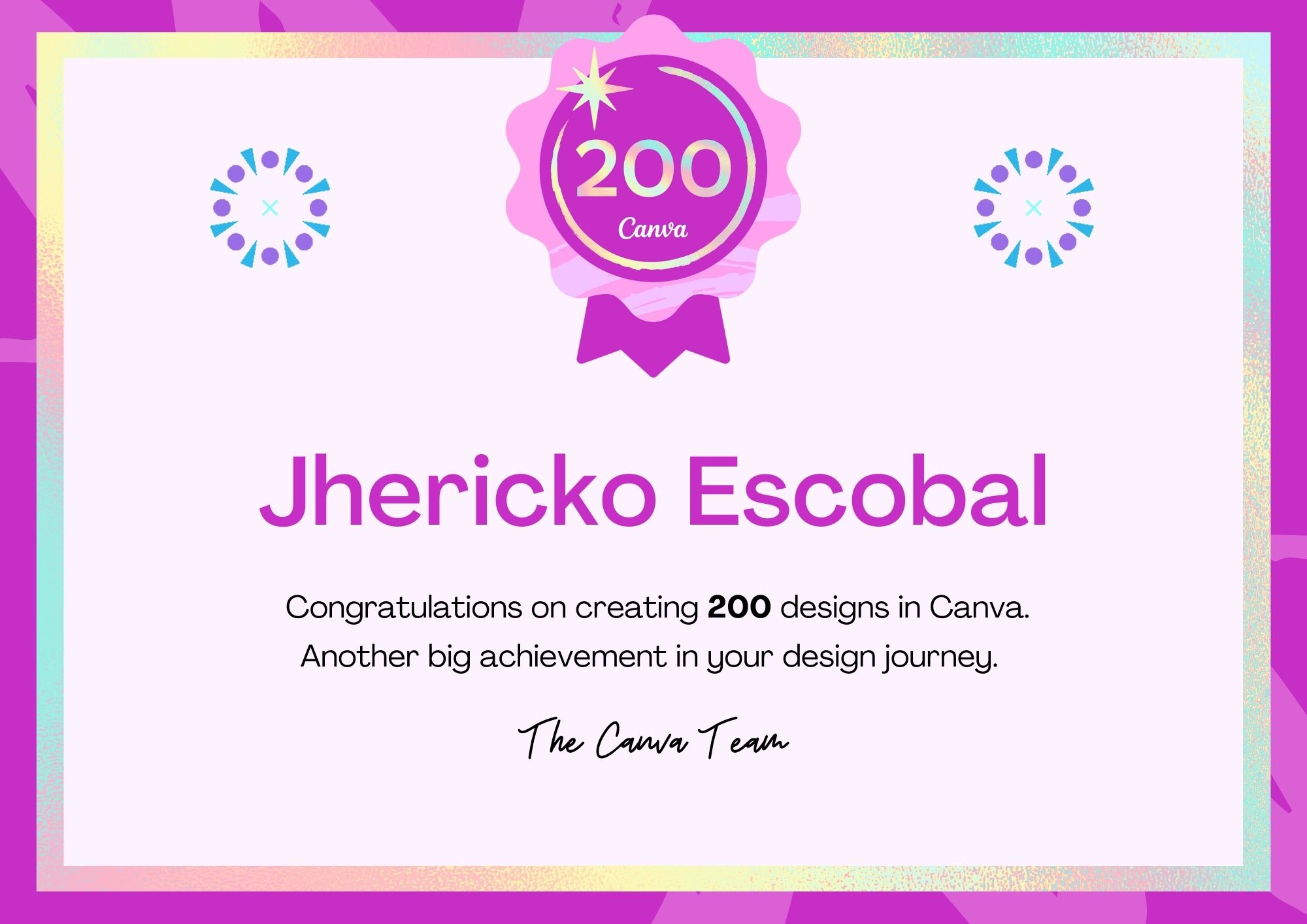 Canva 200 Design Milestone Badge