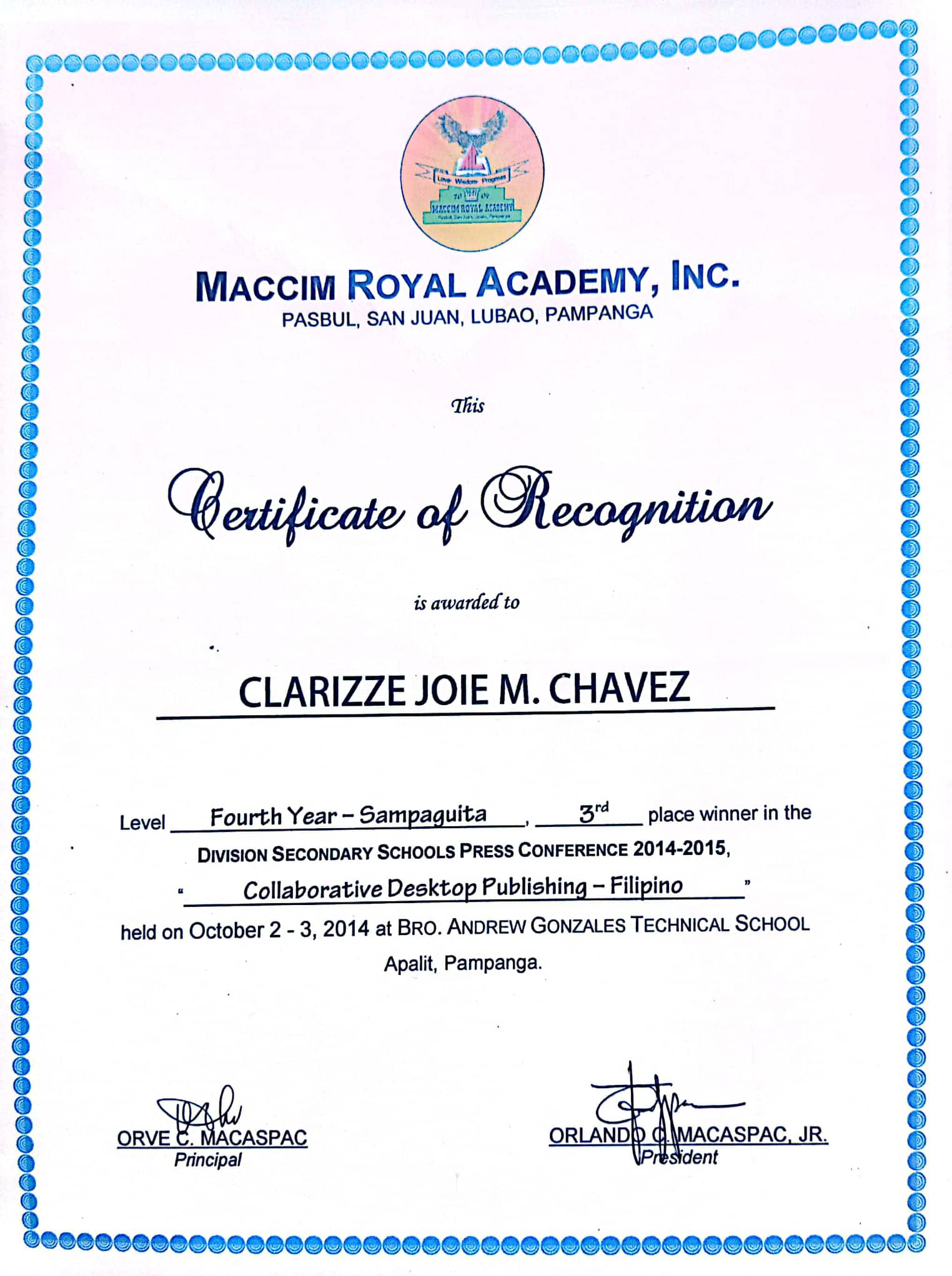 Clarizze Joie Mercado Chavez // Virtual Assistant Myprofile