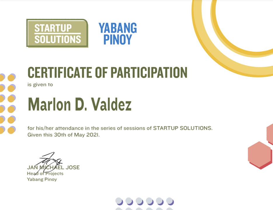 Yabang Pinoy Business Handling Certificate