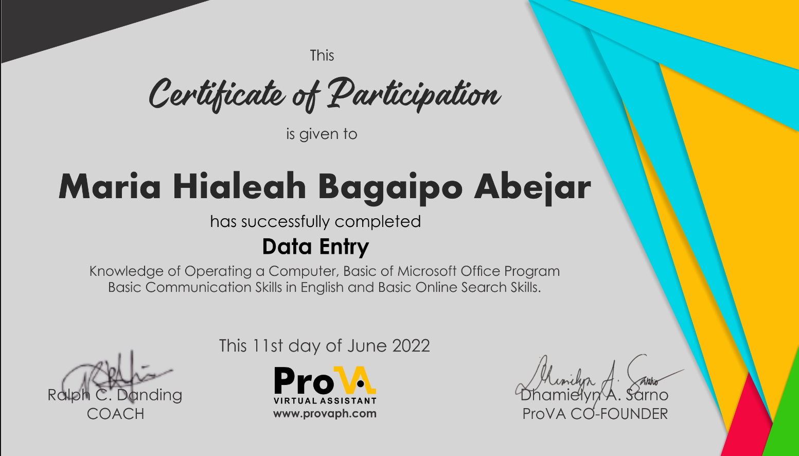 ProVA Data Entry