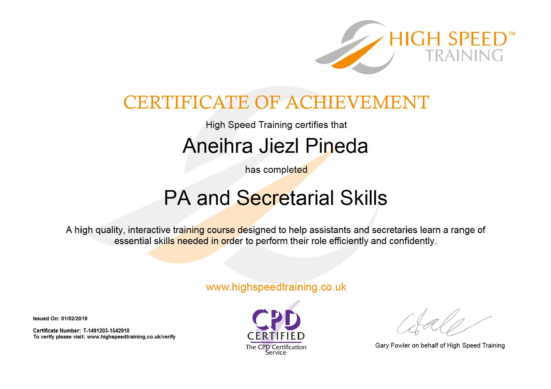 PA and Secretarial Skills CPD UK