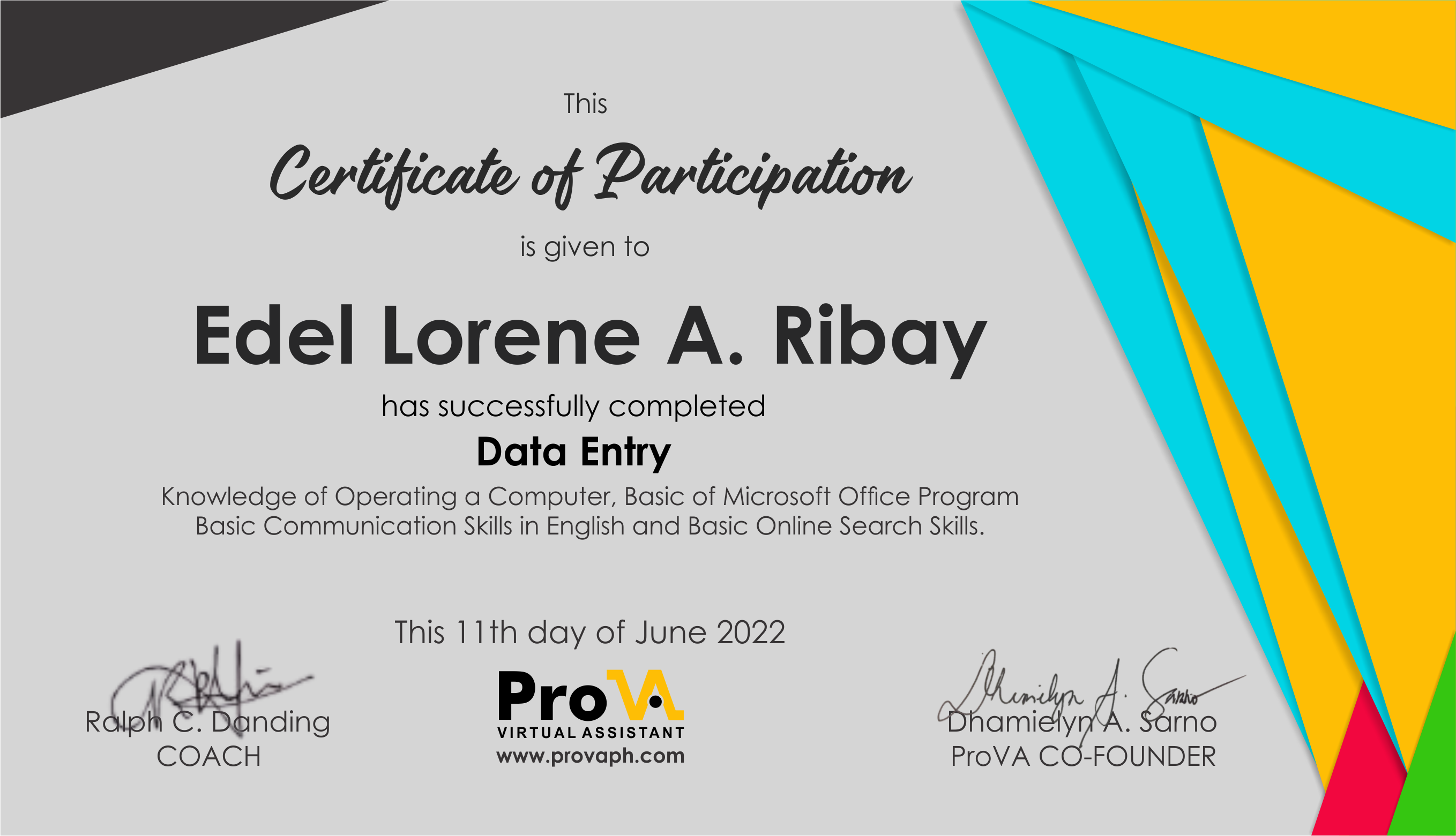 ProVA Data Entry