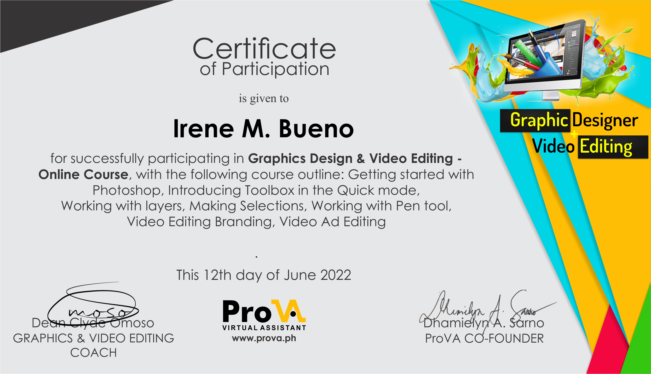 Graphic Design & Video Editing Online Course