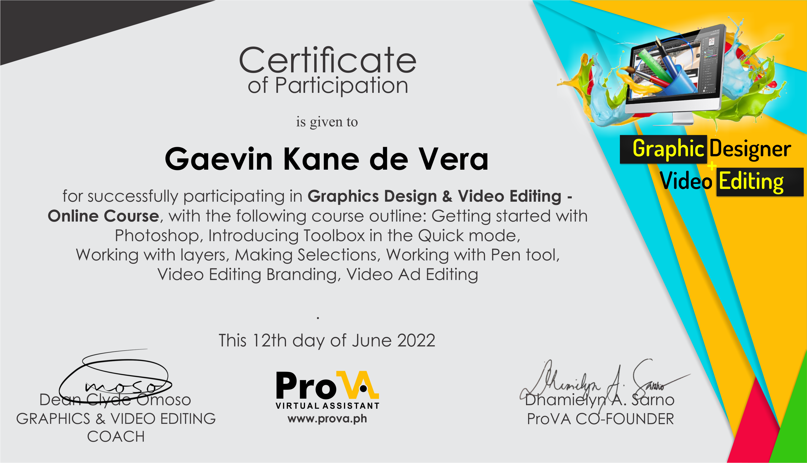 Graphics Design & Video Editing Online Course