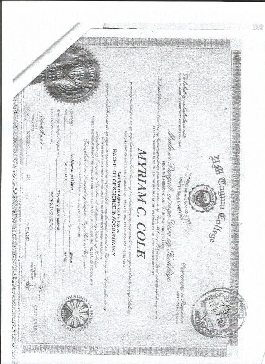 College Certificate