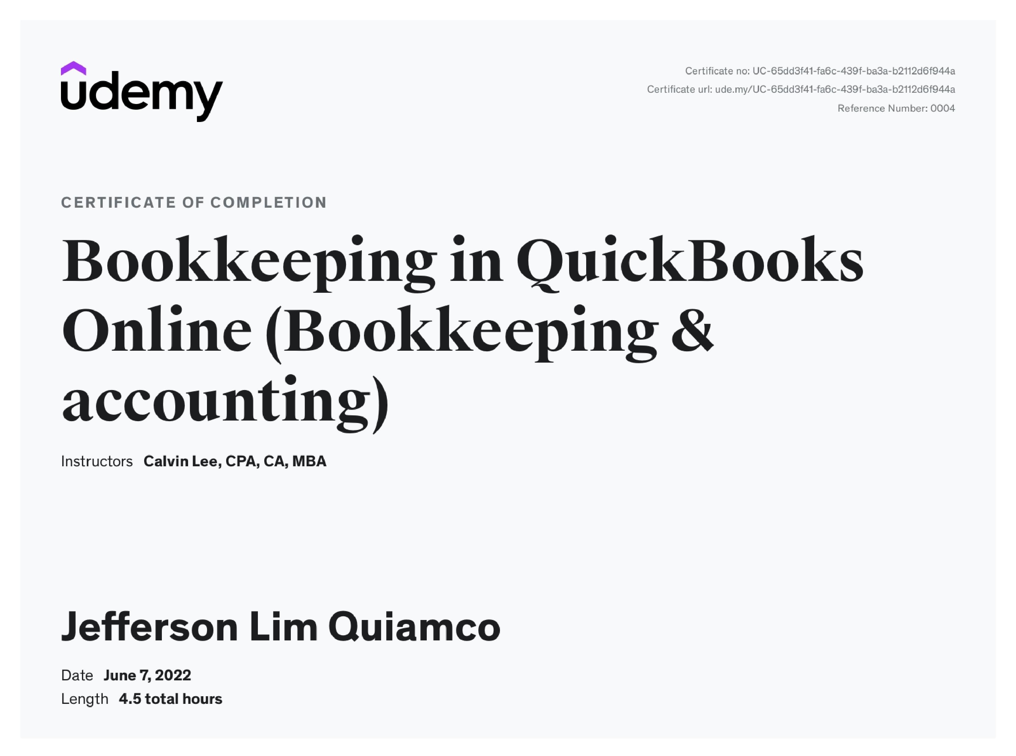 Bookkeeping in Quickbooks Online