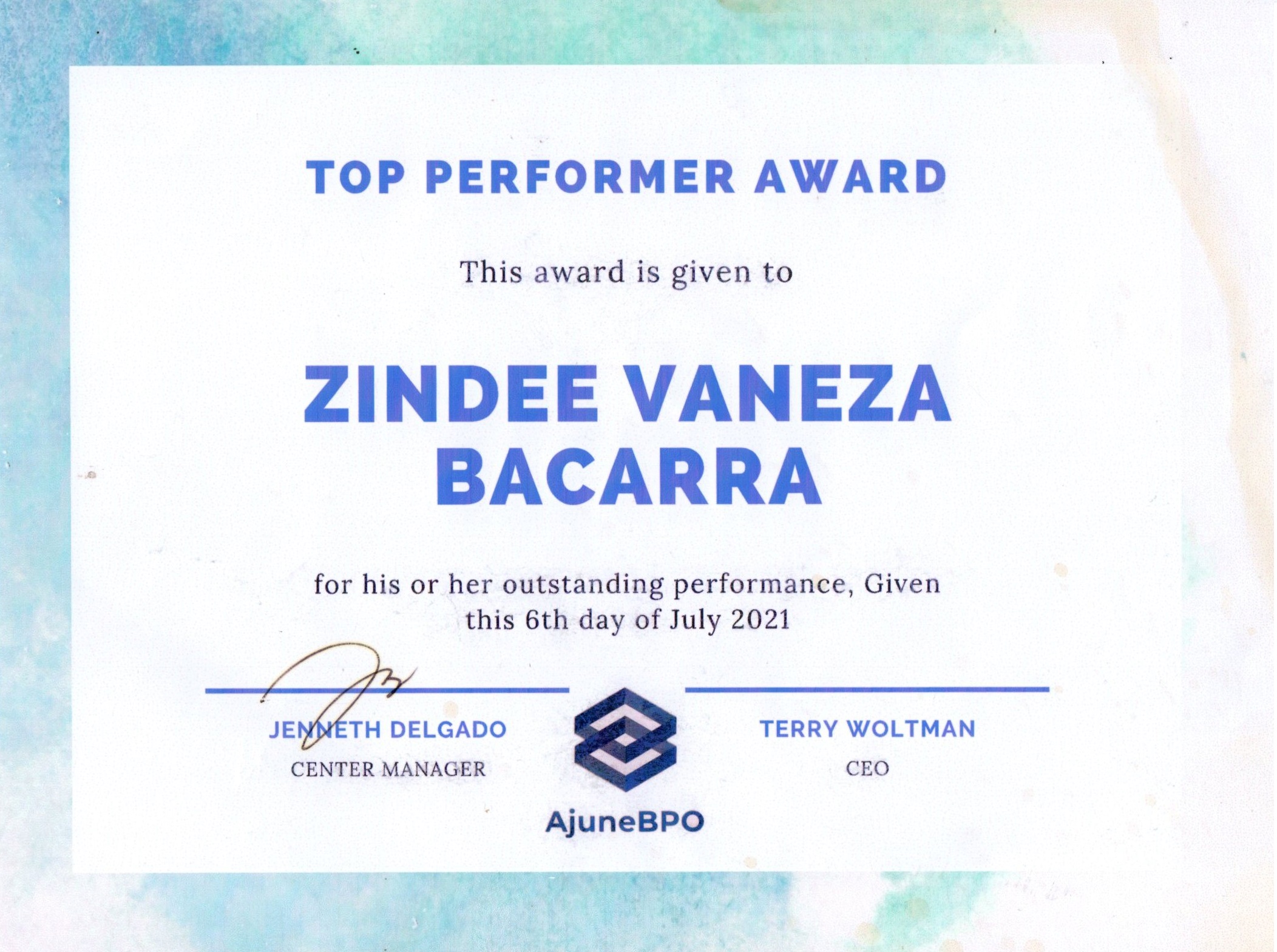 Top Performer Award