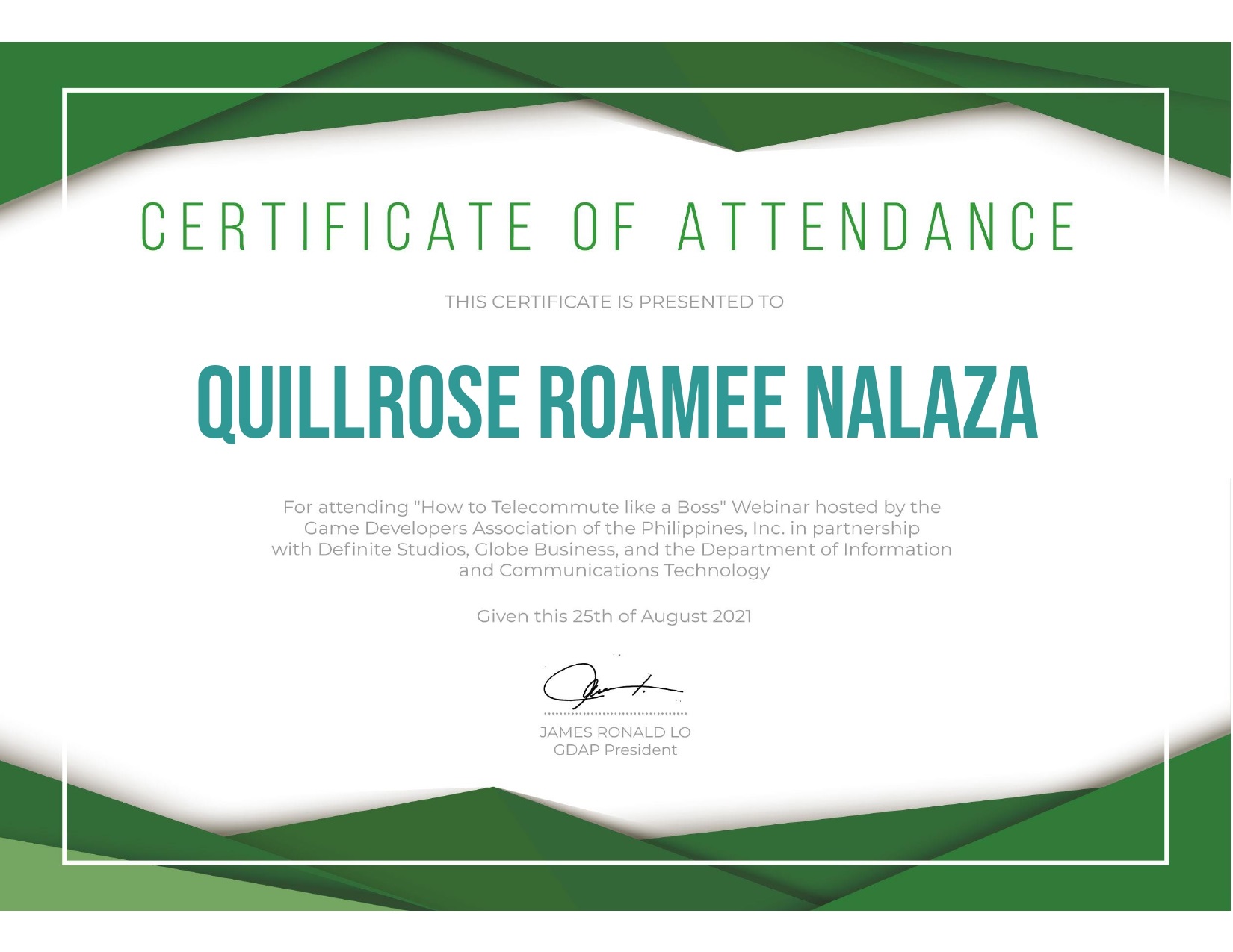 Certificate