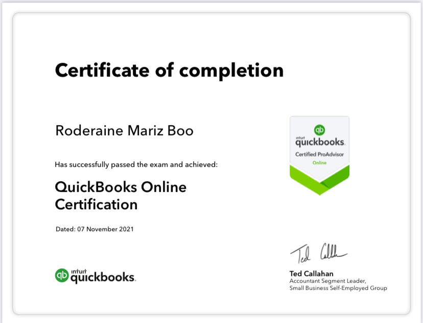 Certified Quickbooks Pro Advisor