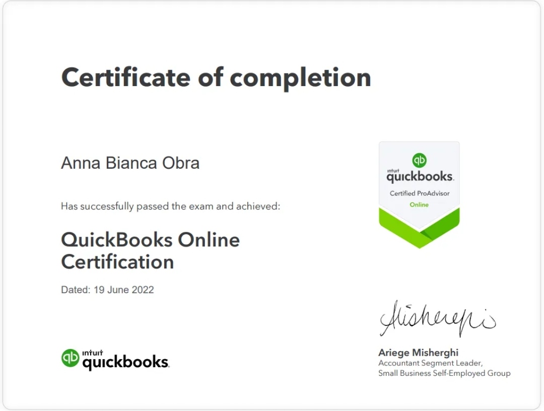 QuickBooks Online Certificate