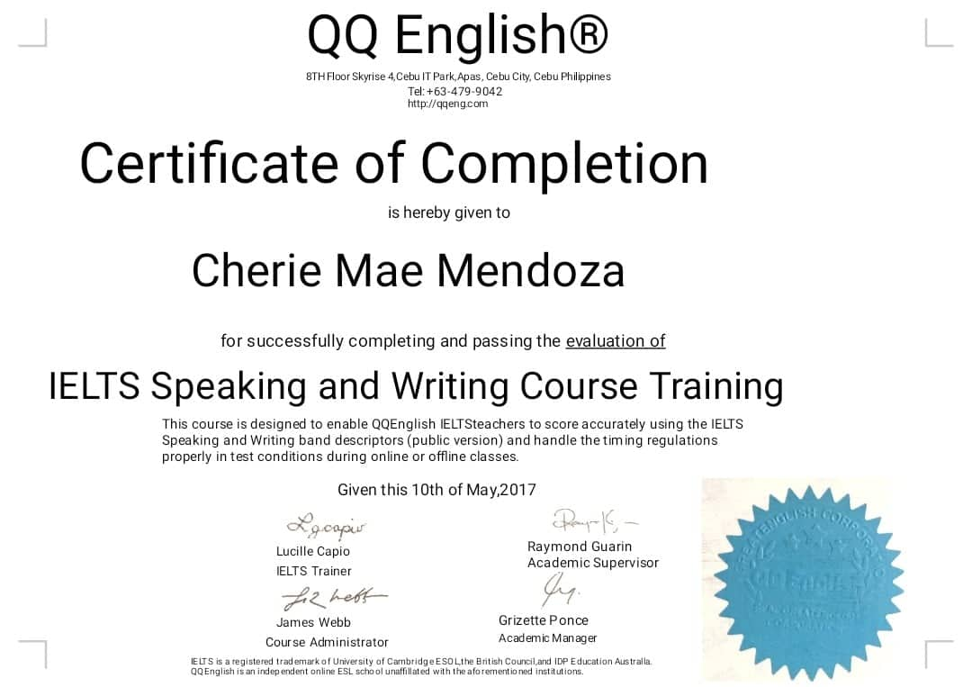 IELTS SPEAKING  & WRITING  CERTIFICATE