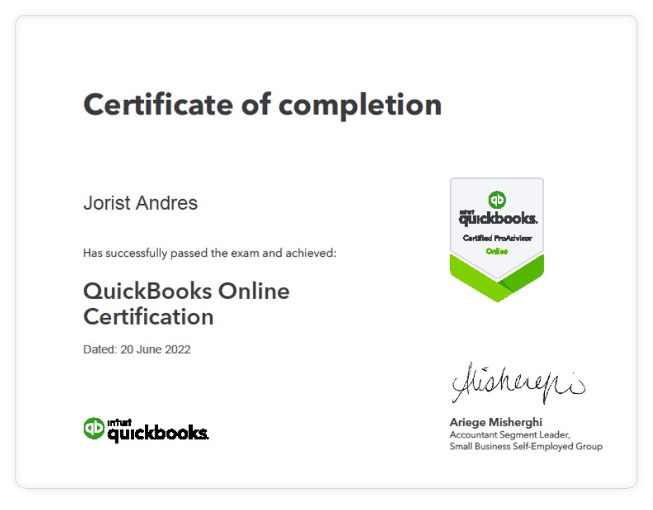 Quickbooks Certified ProAdvisor