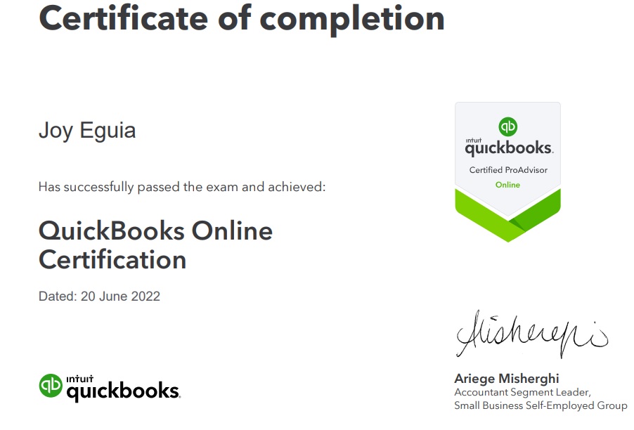 QUICKBOOK CERTIFICATE