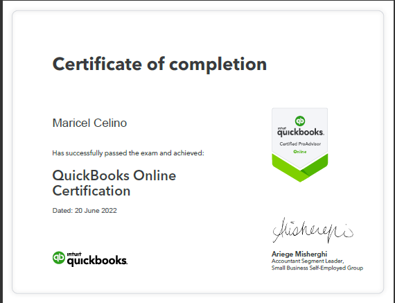 Quickbooks Certified ProAdvisor