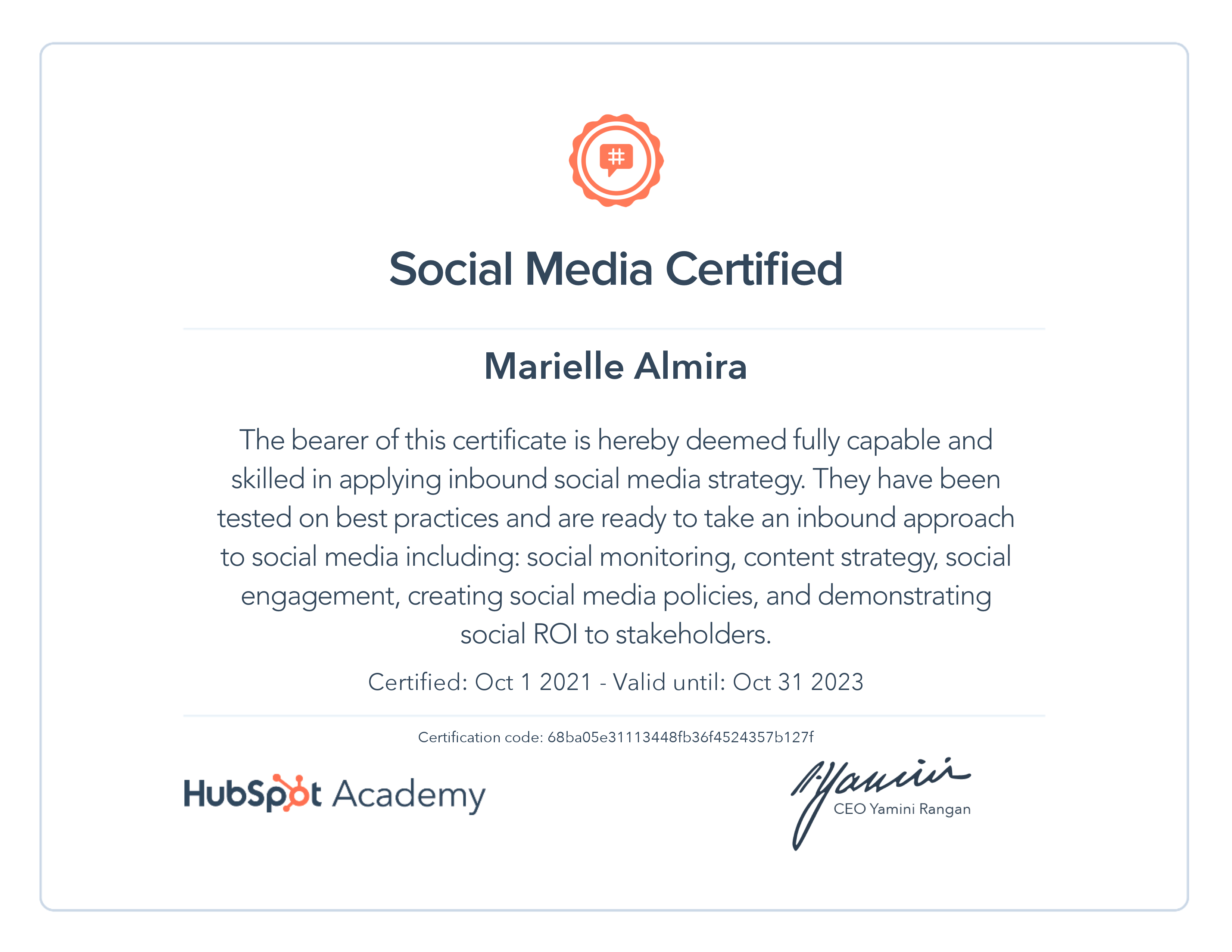 Social Media Certified | HubSpot Academy