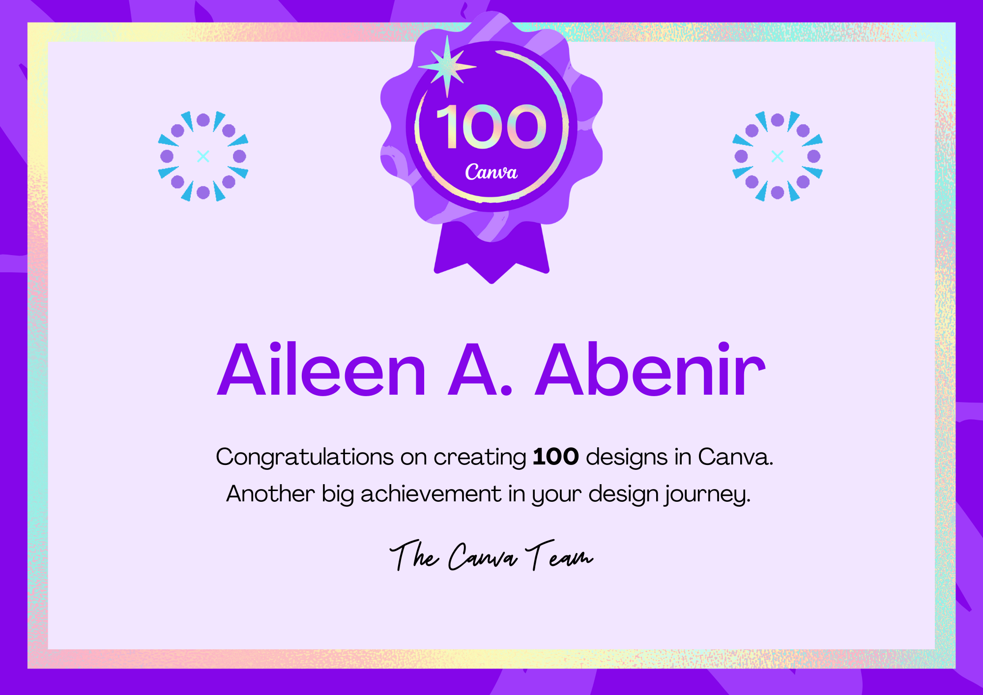 CANVA 100 Design milestone badge