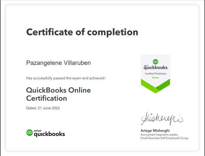 QuickBooks Certified ProAdvisor