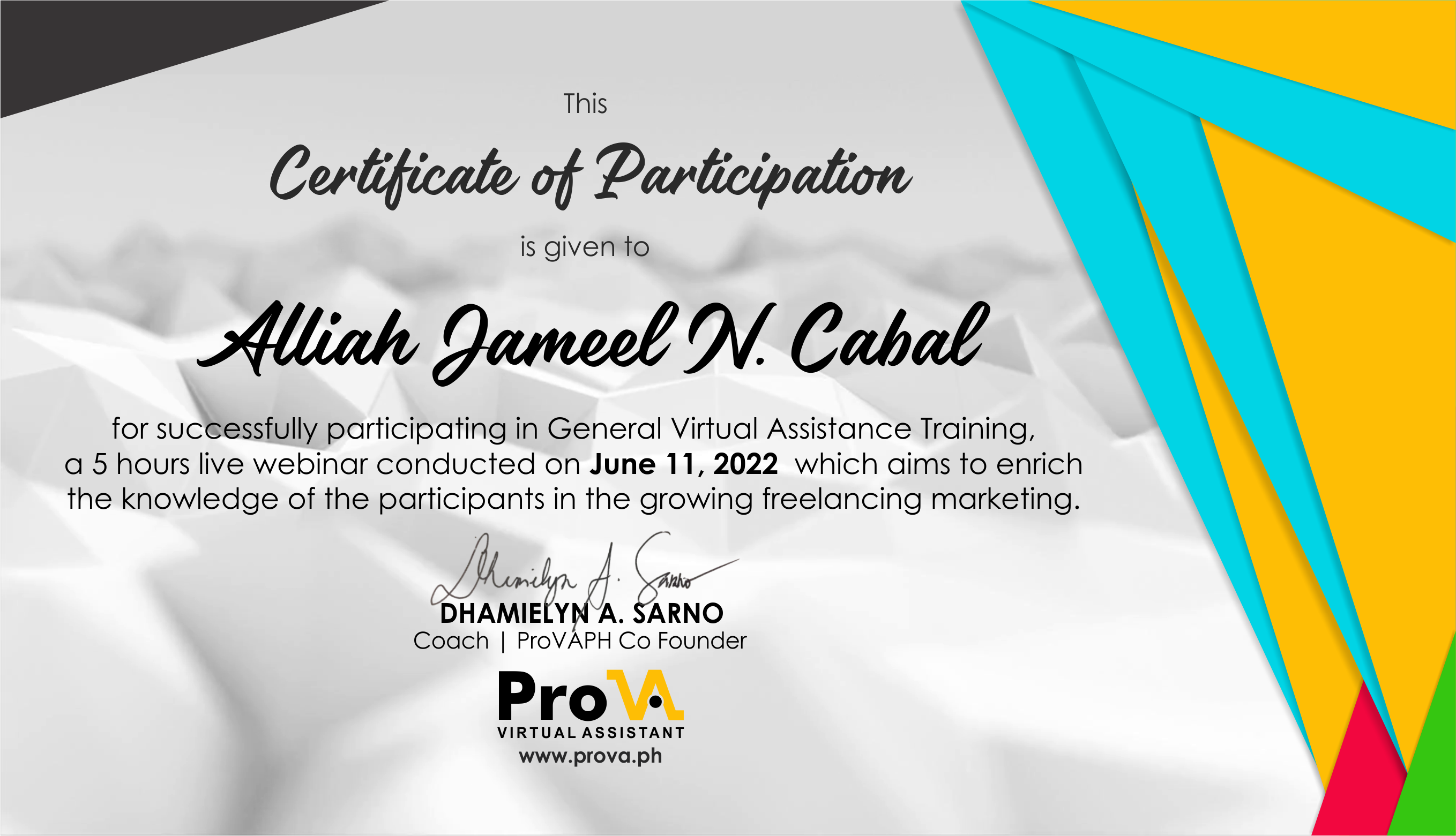 Certificate