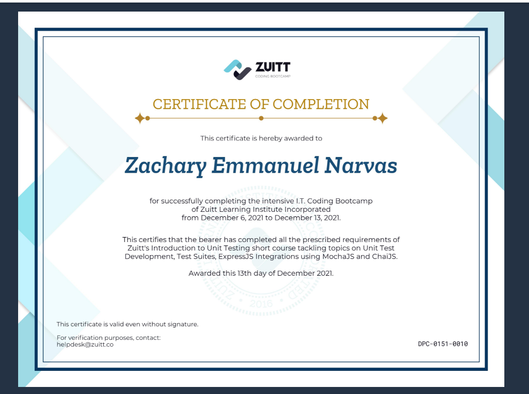 Certificate