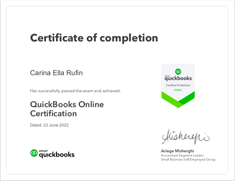 Quickbooks Certificate