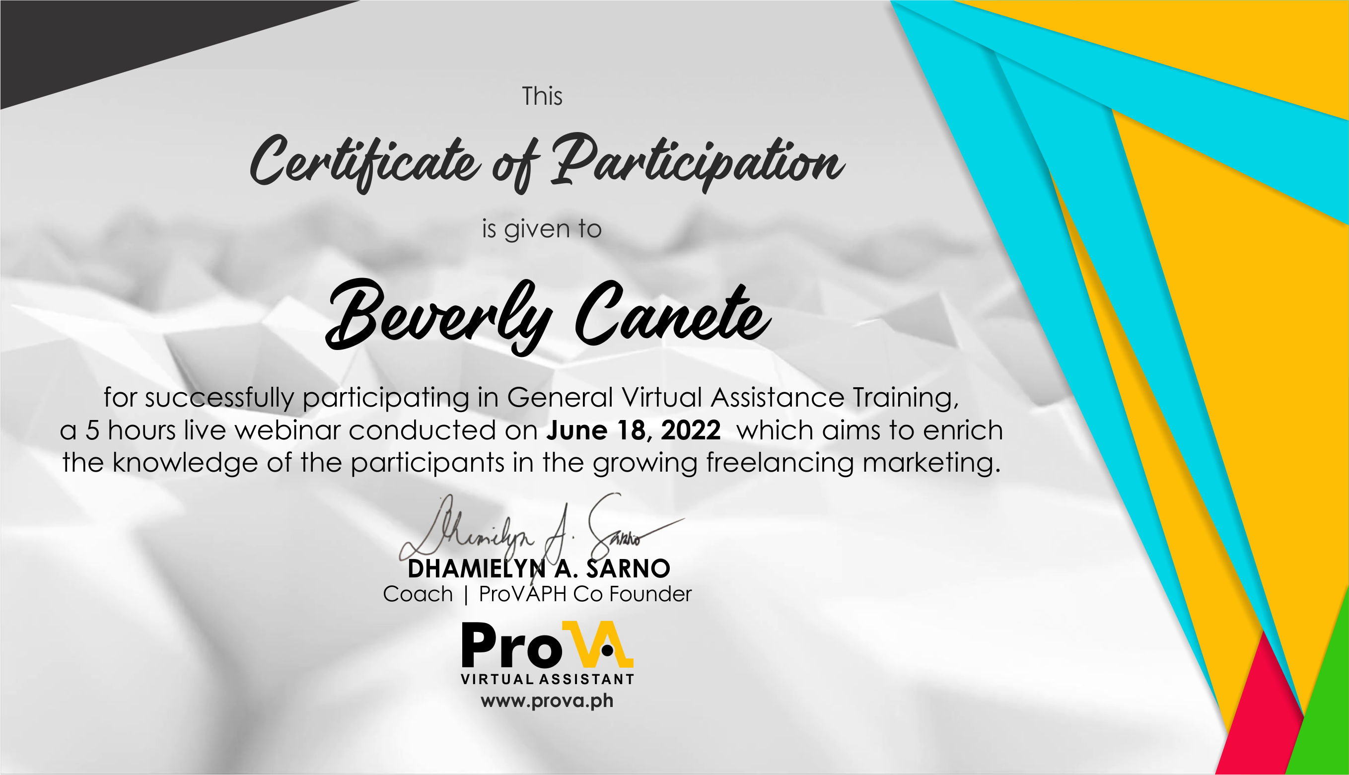 General Virtual Assistance Certificate