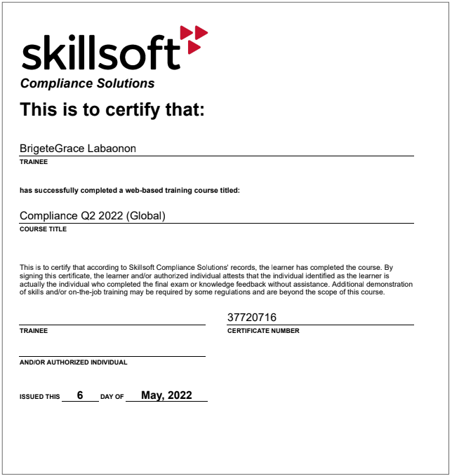 Certificate