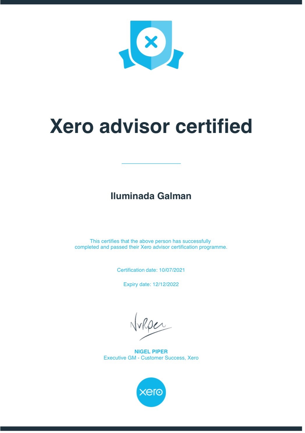 Xero Advisor Certificate