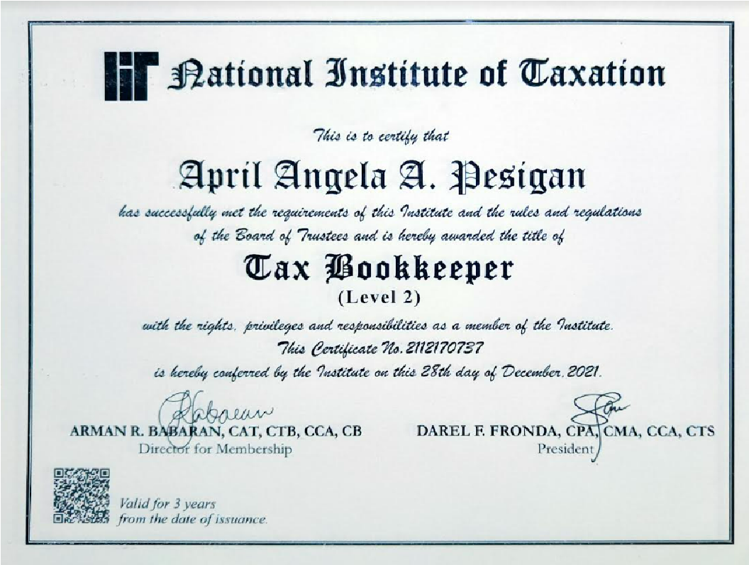 Certified Tax Bookkeeper