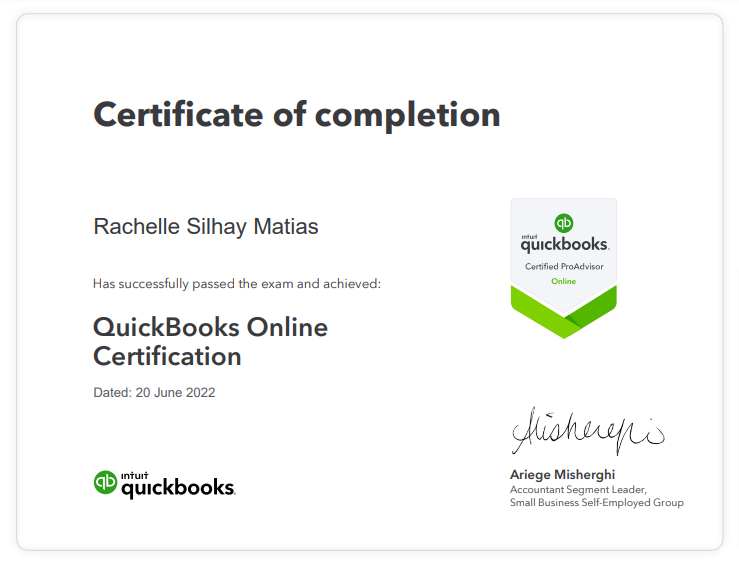 Quickbooks Proadvisor Certificate