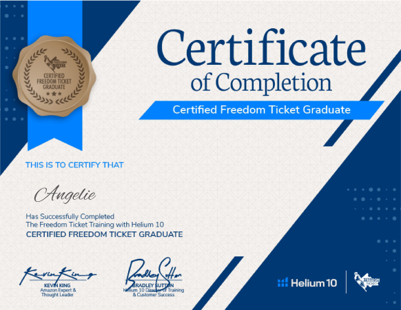 Helium  10 Freedom Ticket Certification