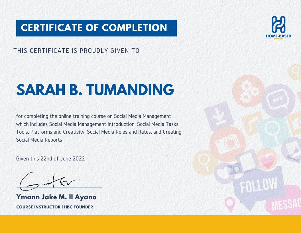 Certificate for Social Media Management