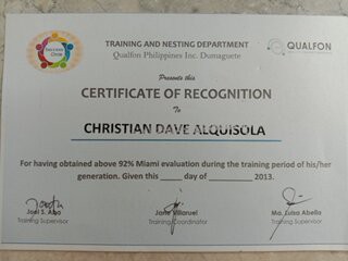 Certificate of recognition