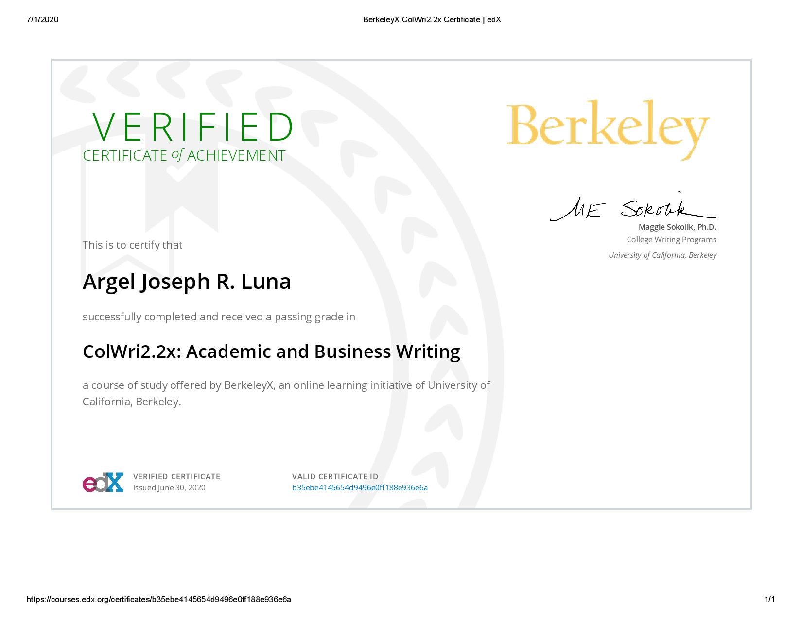 Academic and Business Writing - UCBerkeley
