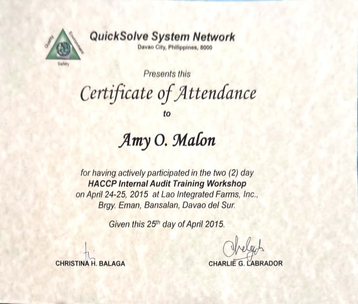 HACCP Internal Audit Training