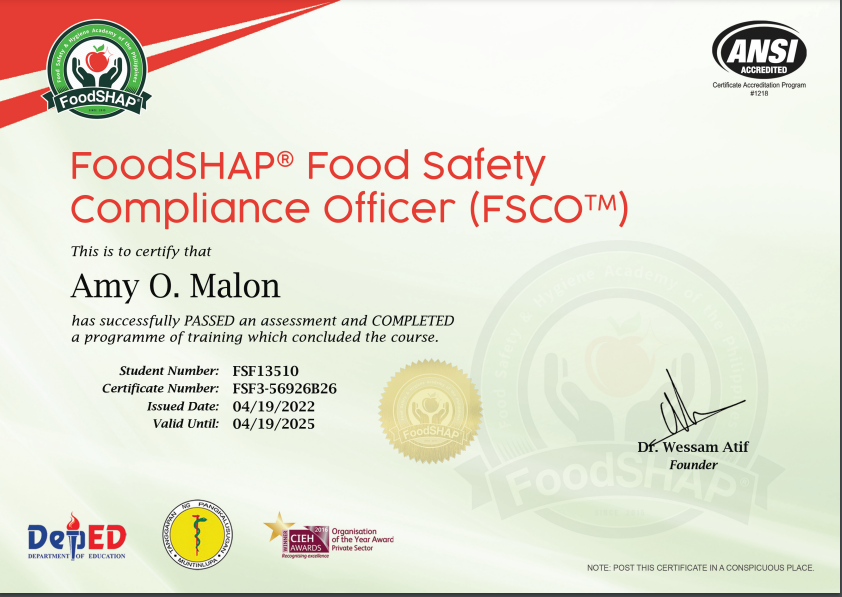 Food Safety Compliance Officer