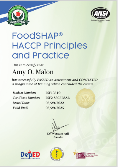 HACCP Principles and Practice