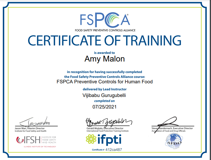 FSPCA Preventive Controls for Human Food