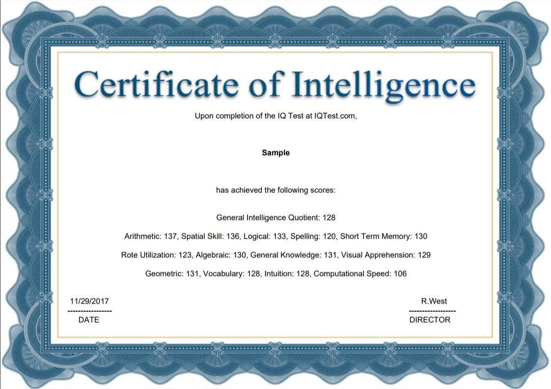 IQ Certificate