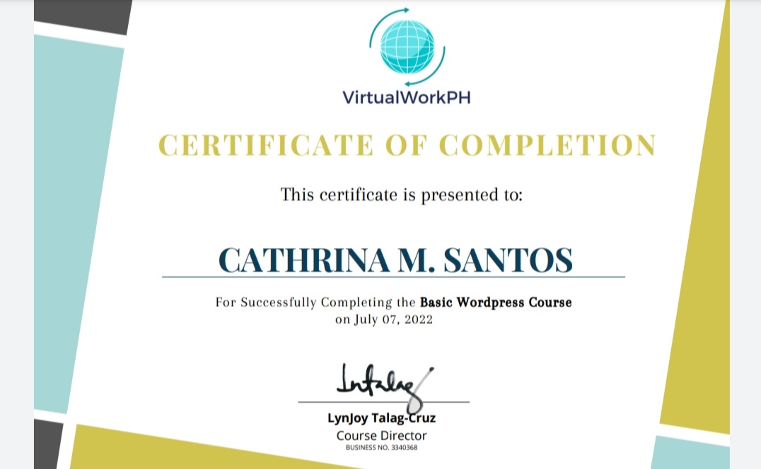 BASIC WORDPRESS COURSE CERTIFICATE