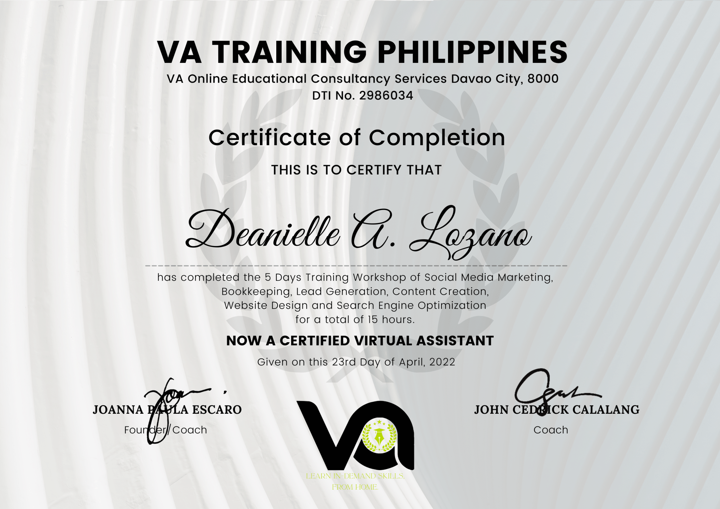 Virtual Assistant Training