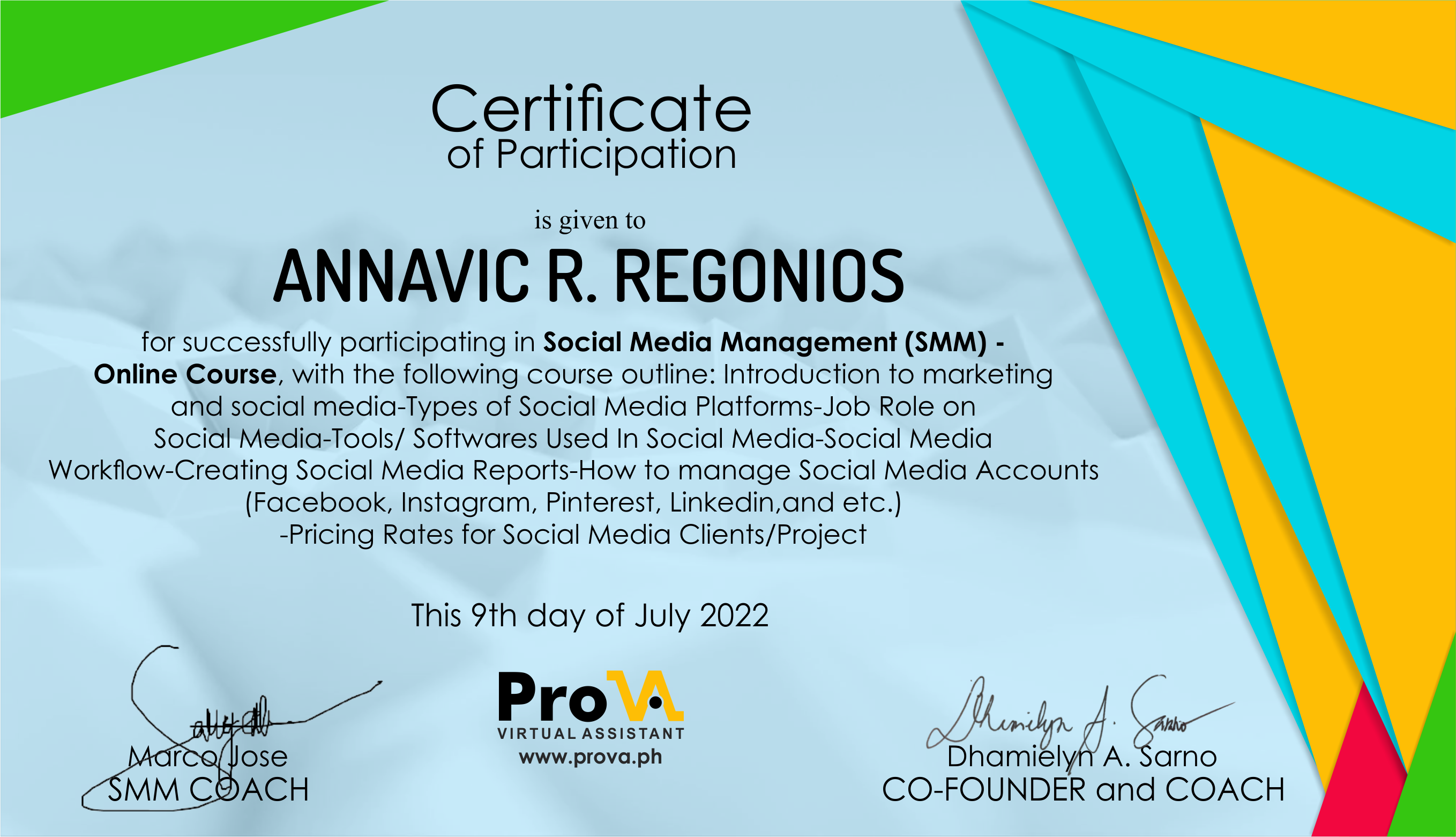 SOCIAL MEDIA MANAGEMENT ONLINE COURSE