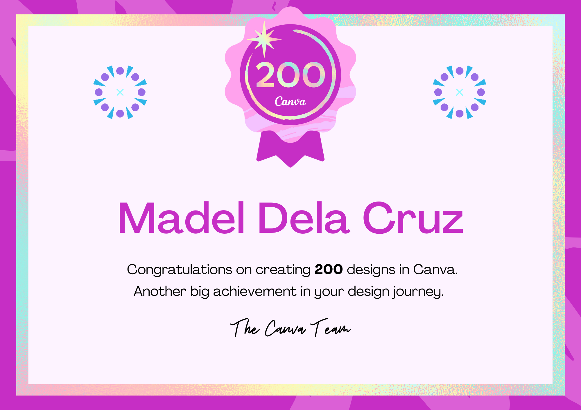 Canva 200 Design Milestone Badge