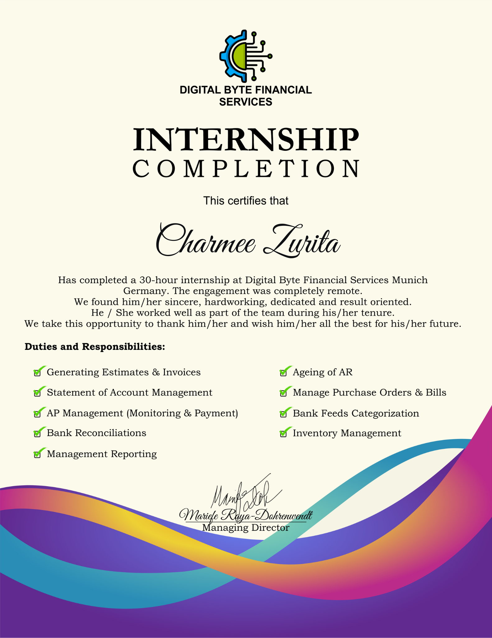 internship Certificate