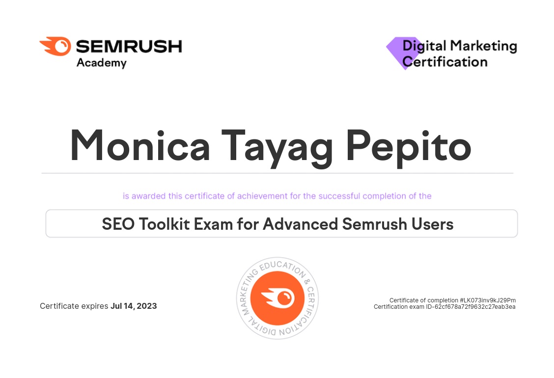 SEO Toolkit Exam for Advanced Semrush Users