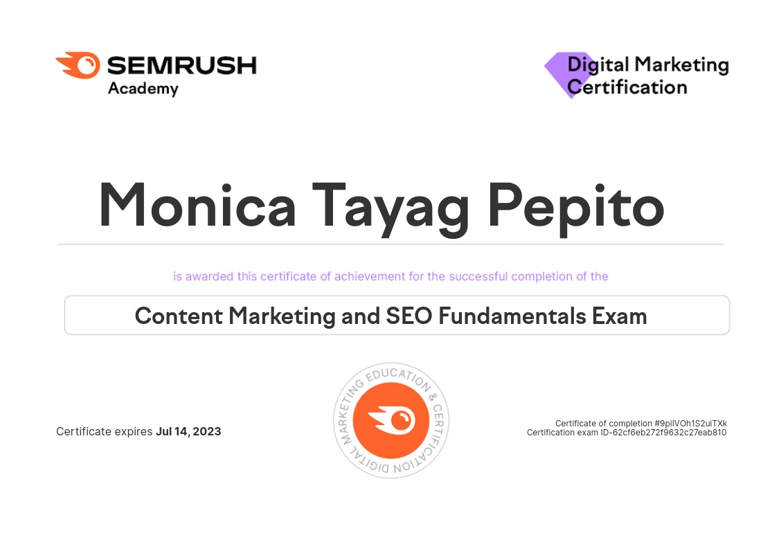 Semrush Content Marketing and SEO Fundamentals Exam