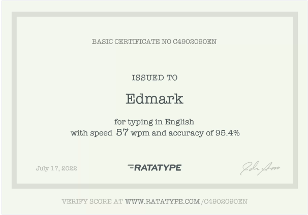 Typing Test via Ratatype.com