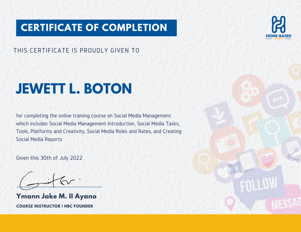 SOCIAL MEDIA MANAGEMENT CERTIFICATE